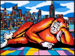 Painting - Gillie and Marc - Original Art - Gorilla - Wildlife - Woodcut - City