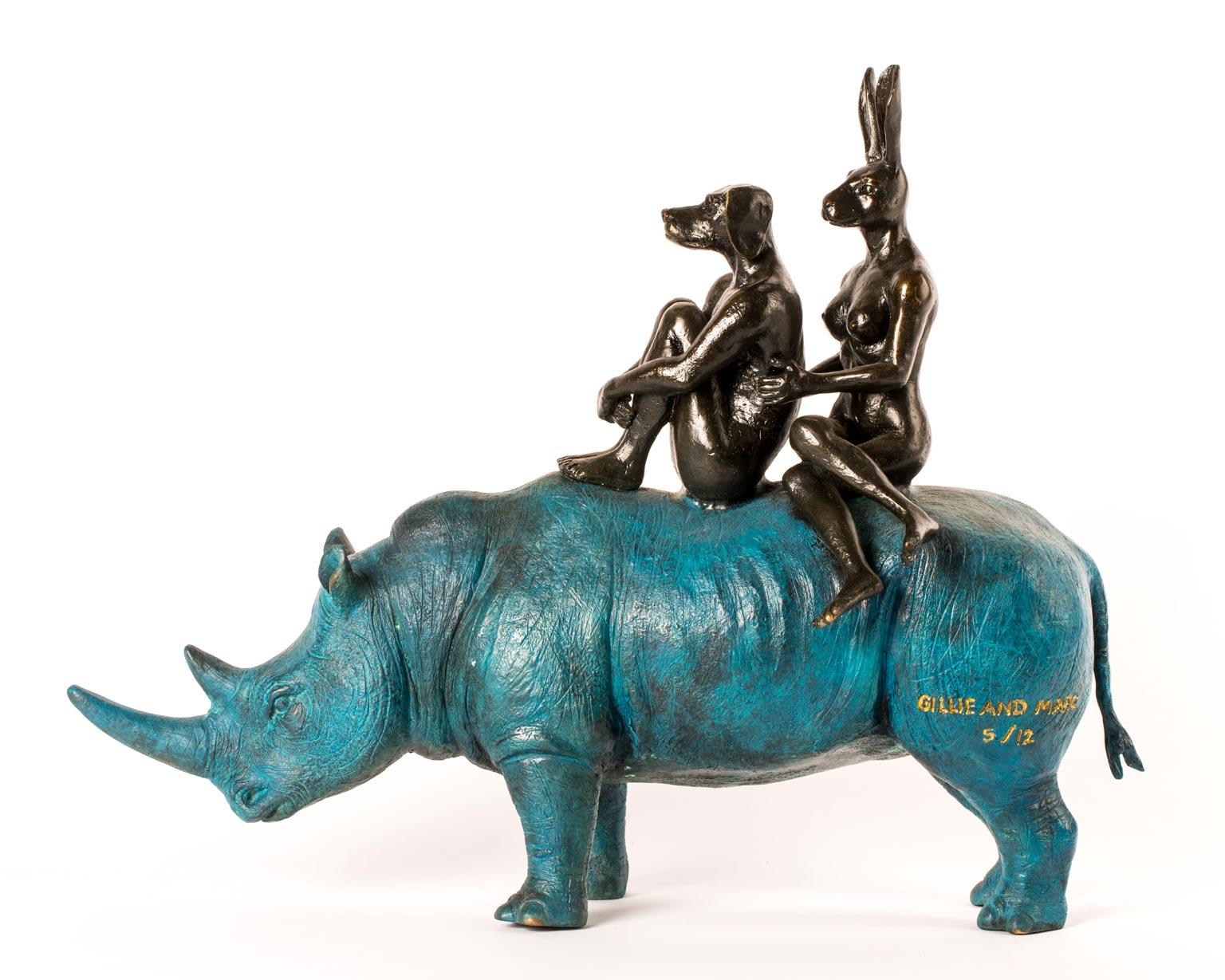 Title: They were happy rhino riders
Authentic bronze sculpture
Limited Edition

World Famous Contemporary Artists: Husband and wife team, Gillie and Marc, are New York and Sydney-based contemporary artists who collaborate to create artworks as one.