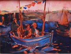 The Blue Boat by Nicola Bealing- Oil Paint, Figurative Painting, 21st Century