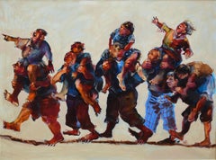 The Tightrope by Nicola Bealing- Oil Paint, Figurative Painting, 21st Century