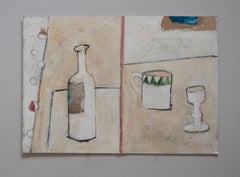 C32 Bottle and glass. by Andrew Johnstone- Oil Paint, Still Life, 21st Century
