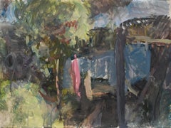 Washing line Lyndhurst Grove garden by Sargy Mann - Gouaches & Drawings 20th C.