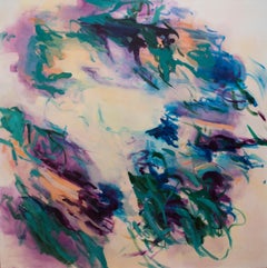 Untitled (lemon-turquoise) by Rebecca Meanley - abstract oil painting