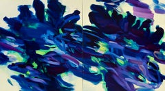 Unfurling (Delft Blue) by Rebecca Meanley - 21st century, oil on canvas