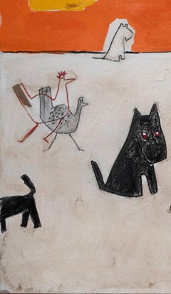 Dogs in the Country par Andrew Andrews- Technique mixte, peinture animalière, 21e siècle