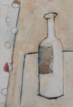 C32 Bottle and glass. by Andrew Johnstone- Oil Paint, Still Life, 21st Century