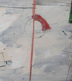 141 Stormy sea, red line by Andrew Johnstone- Oil Paint, Abstract Painting