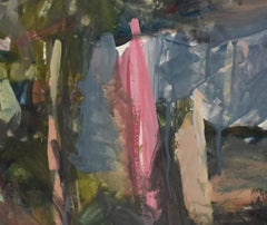 Washing line Lyndhurst Grove garden by Sargy Mann - Gouaches & Drawings 20th C.