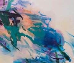 Untitled (lemon-turquoise) by Rebecca Meanley - abstract oil painting