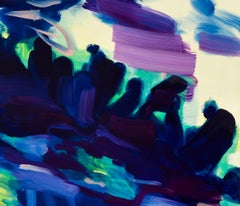 Unfurling (Delft Blue) by Rebecca Meanley - 21st century, oil on canvas