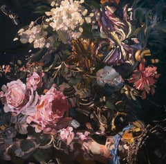 Untitled 277 by Tiffany Calvert, oil on digital print on canvas, floral painting