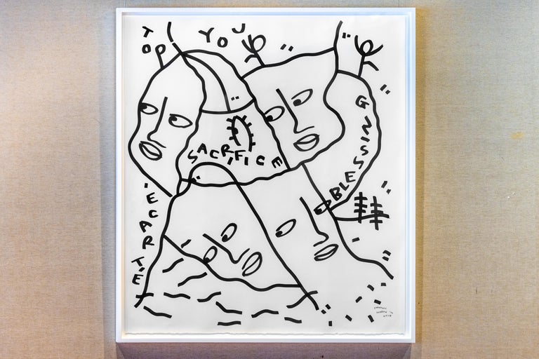 Sacrifice by Shantell Martin, Large framed drawing 2019 For Sale 1