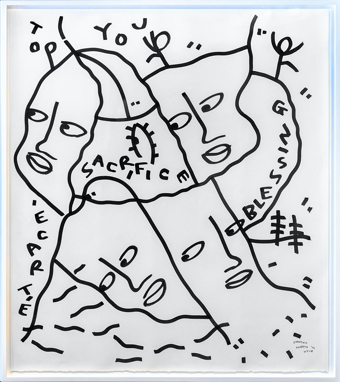 Sacrifice by Shantell Martin, Large framed drawing 2019