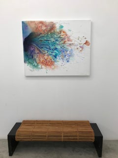 Hidden in Blue 03  : contemporary, abstract art, acrylic paint, floral, nature