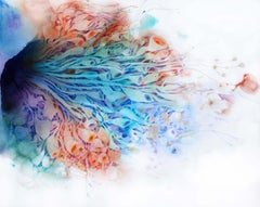 Hidden in Blue 03  : contemporary, abstract art, acrylic paint, floral, nature