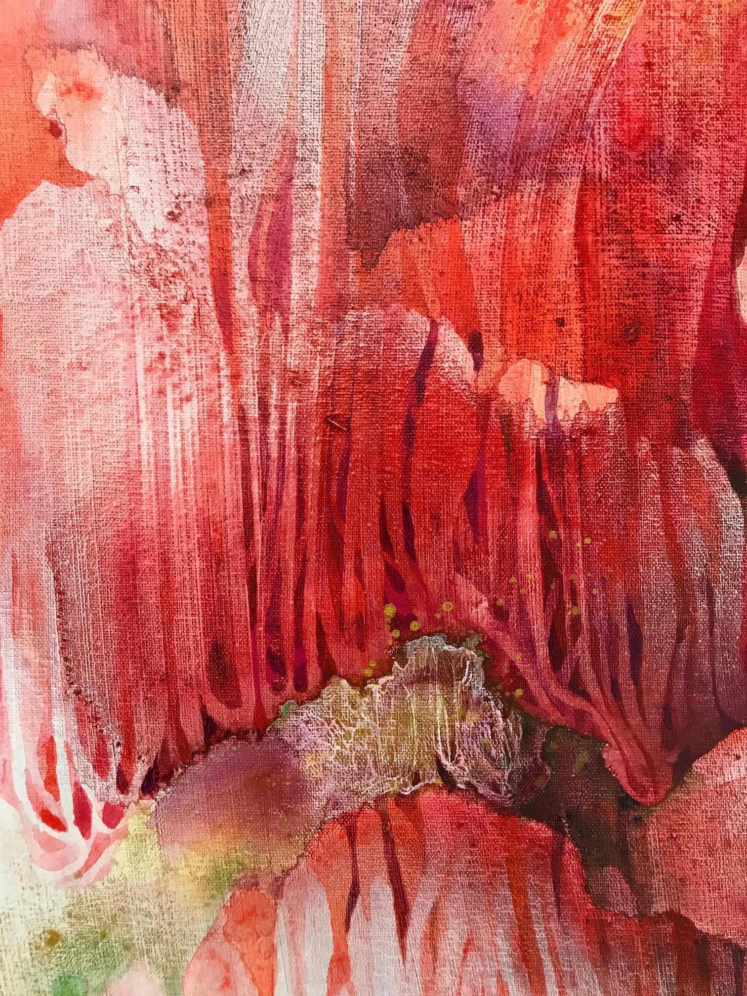 The Cliff  : contemporary, abstract art, acrylic paint, floral, nature, red  For Sale 4