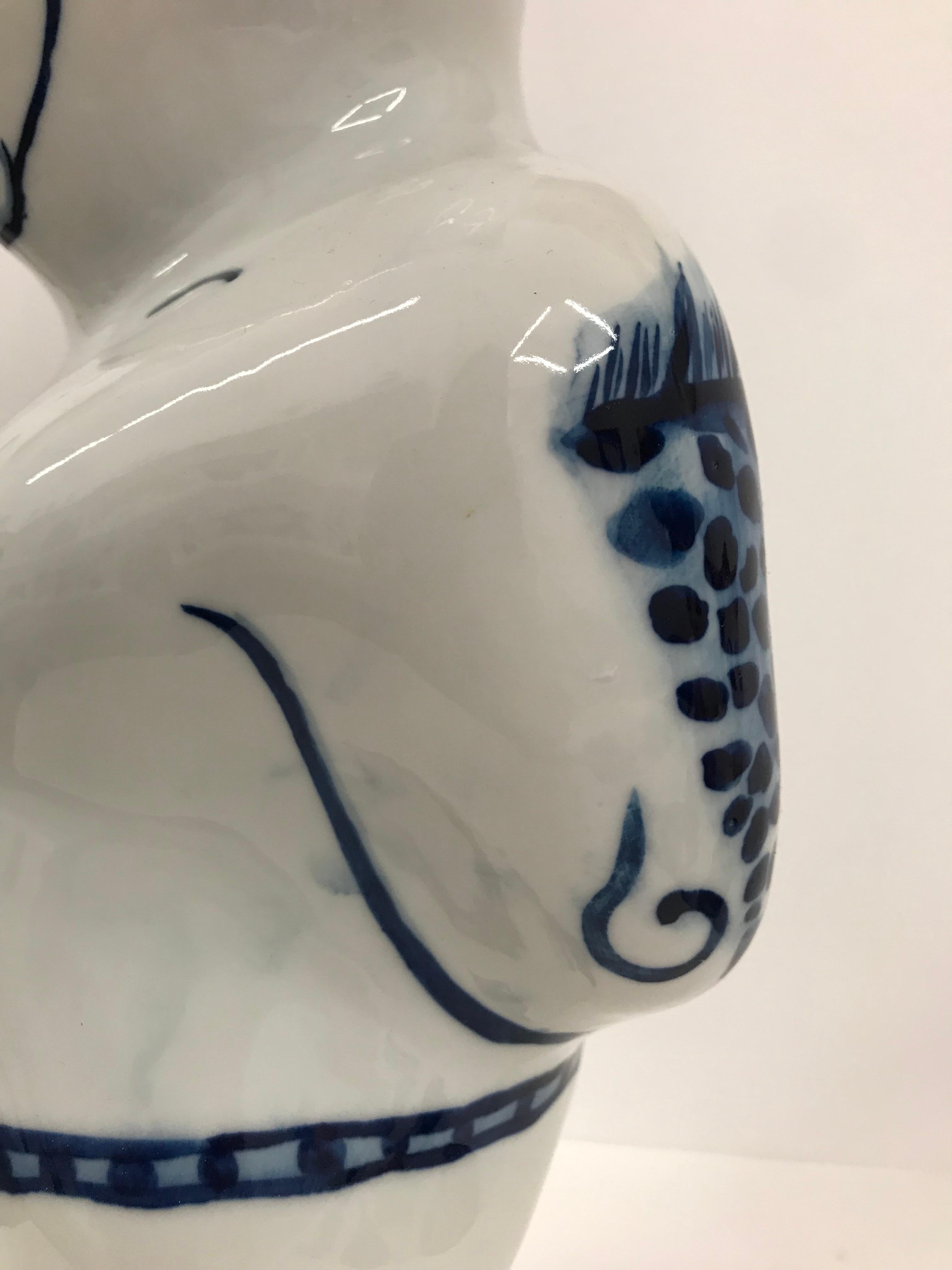 Pika-chan Swimmer - Contemporary, whimsical Japanese, blue and white porcelain 1