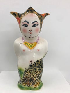 Pika-chan Leopard - Contemporary, whimsical colorful Japanese, Arita porcelain