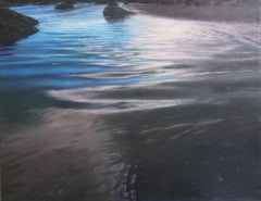 Happiness 1 - landscape, photorealism, oil painting, sea and water, dark blue