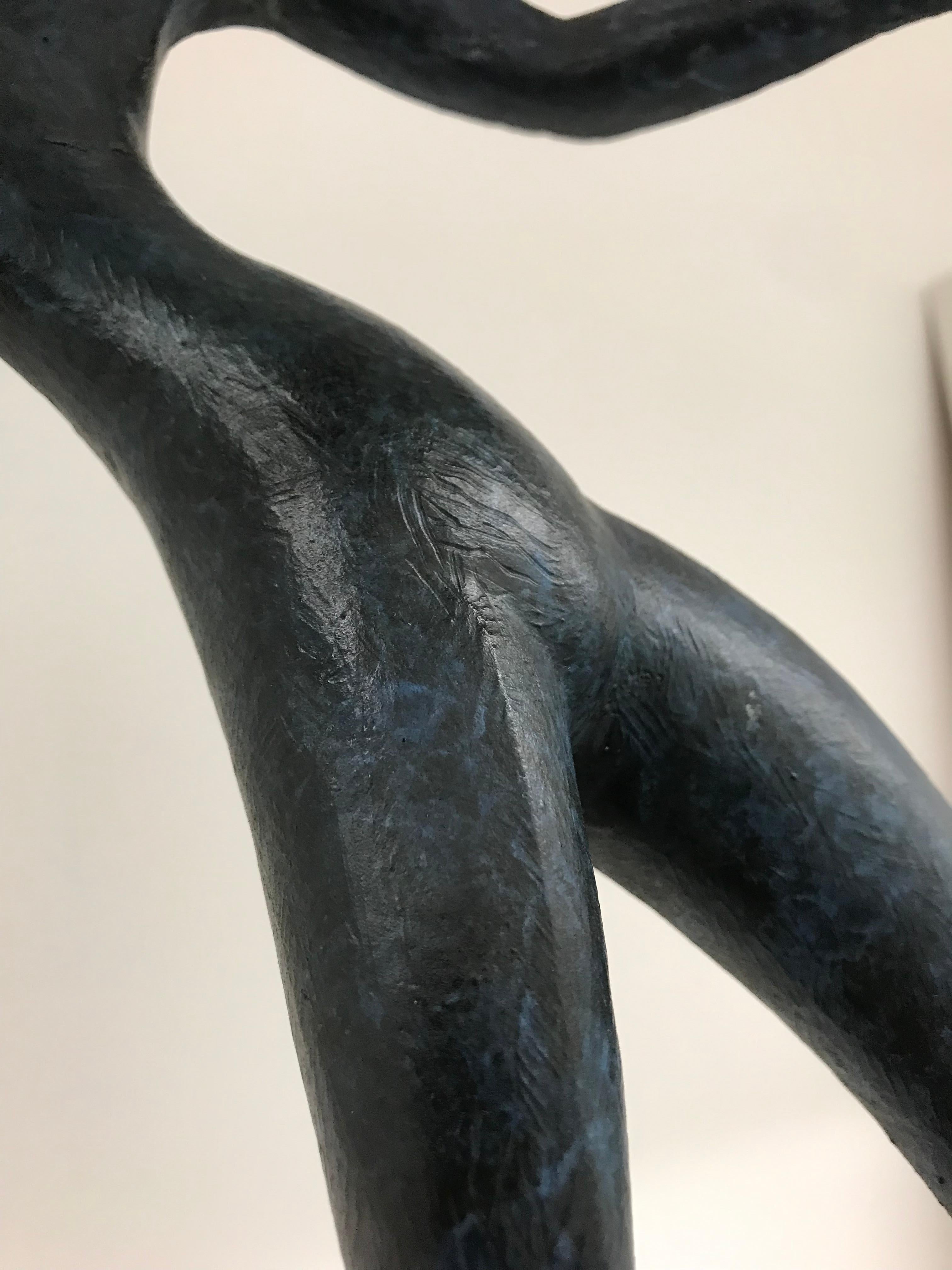 The Ring : figurative dancing bronze standing sculpture blue and golden patina 1
