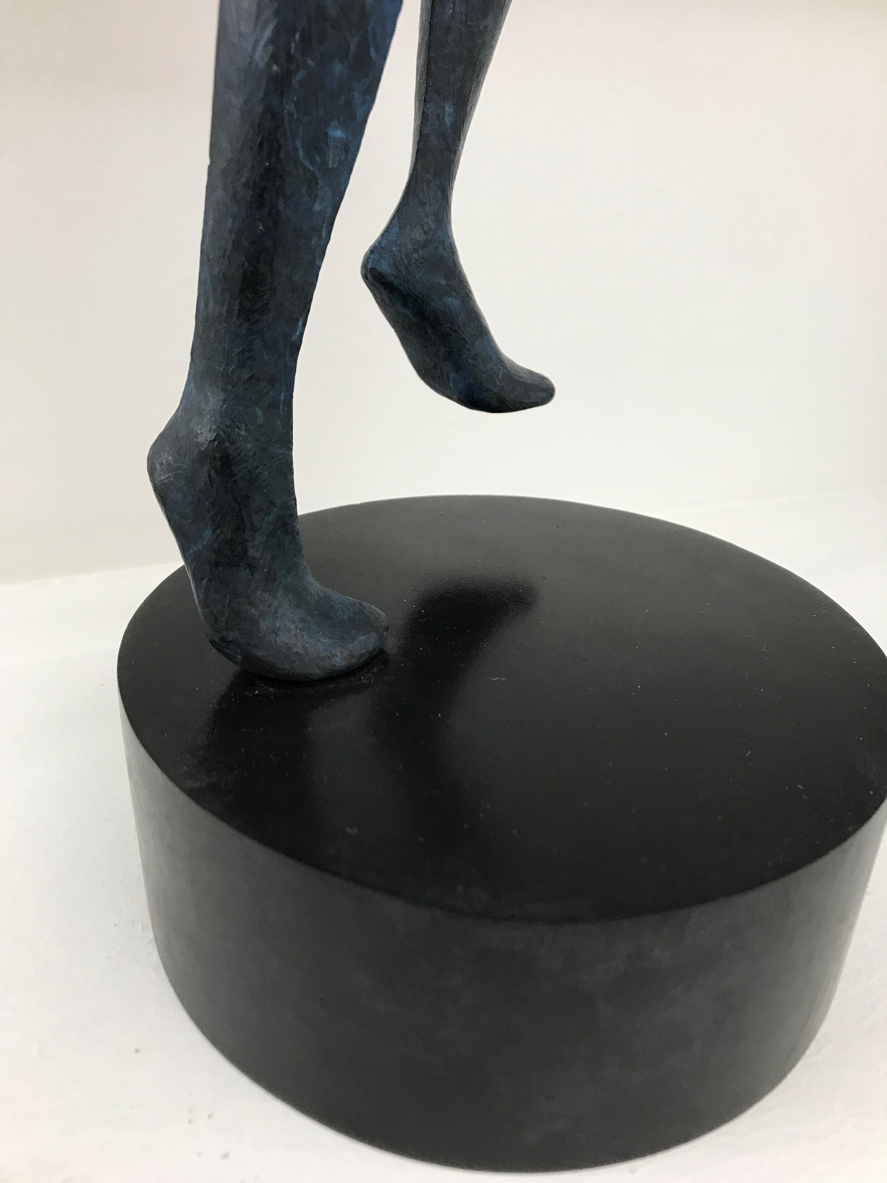 The Ring : figurative dancing bronze standing sculpture blue and golden patina 4