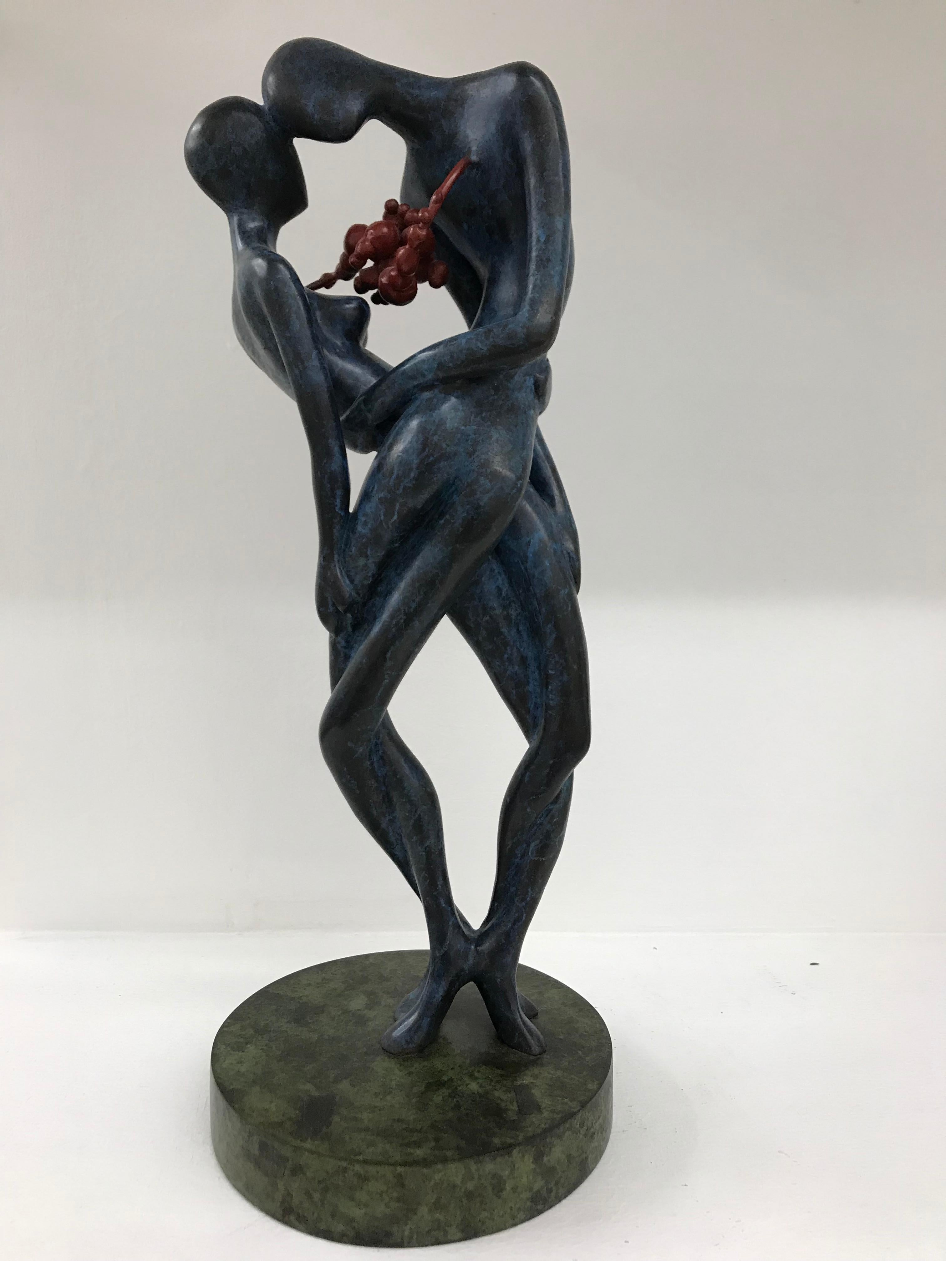 Garn Kwankaew Figurative Sculpture - Love, Man and Woman : Contemporary, figurative bronze sculpture, blue and red
