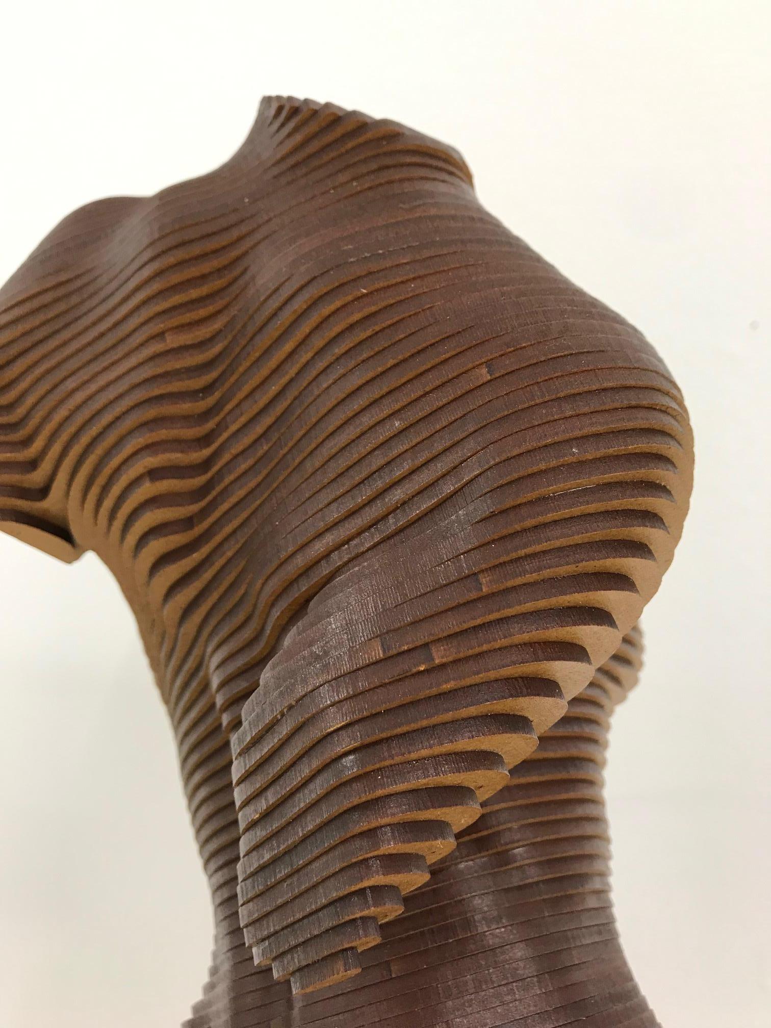 Rosie..Contemporary wood sculpture, classical nude female torso, Topology idea For Sale 1