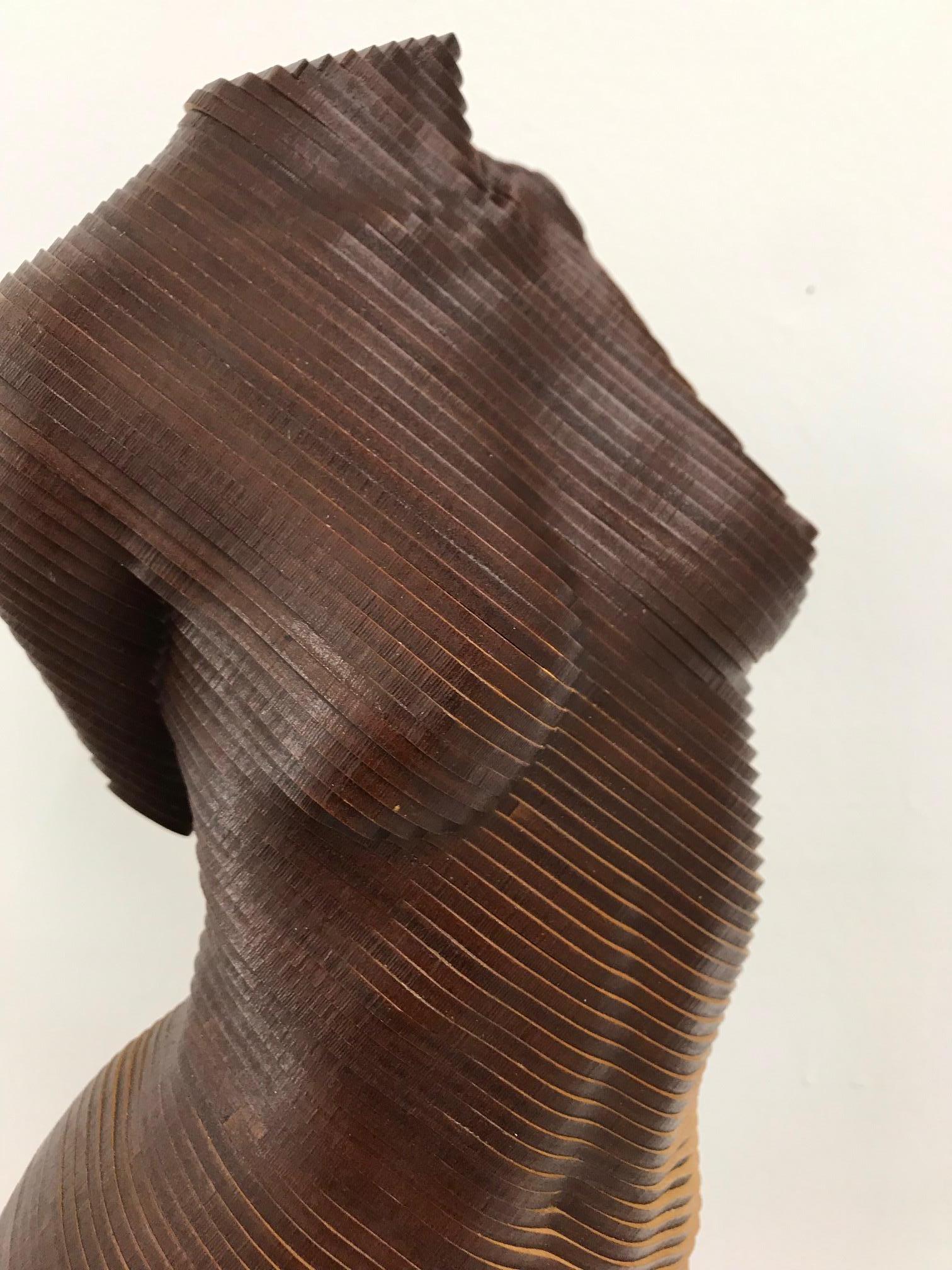 Rosie..Contemporary wood sculpture, classical nude female torso, Topology idea For Sale 4