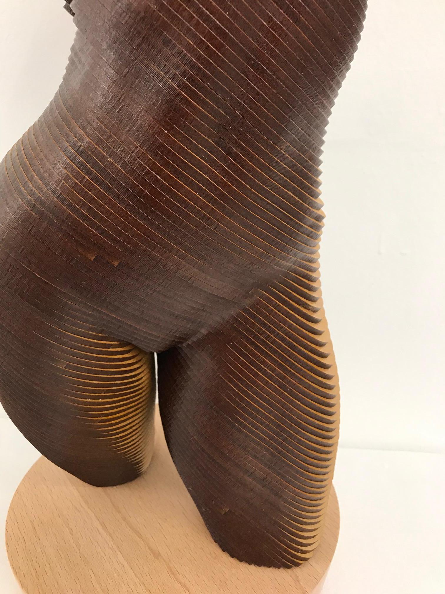 Rosie..Contemporary wood sculpture, classical nude female torso, Topology idea For Sale 5