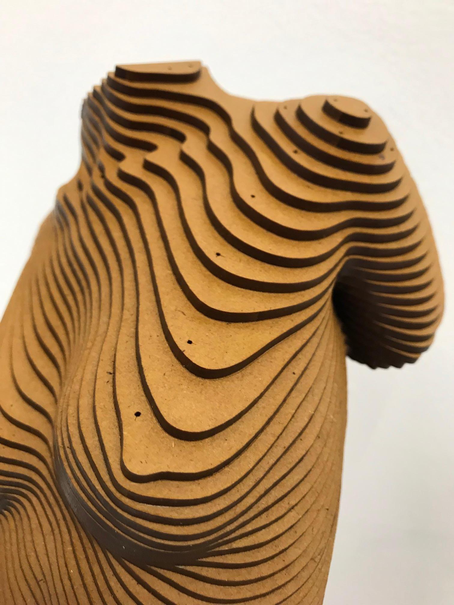 Rosie..Contemporary wood sculpture, classical nude female torso, Topology idea For Sale 7