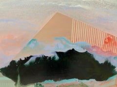 Creep On...abstract painting with nature and architecture acrylic on linen