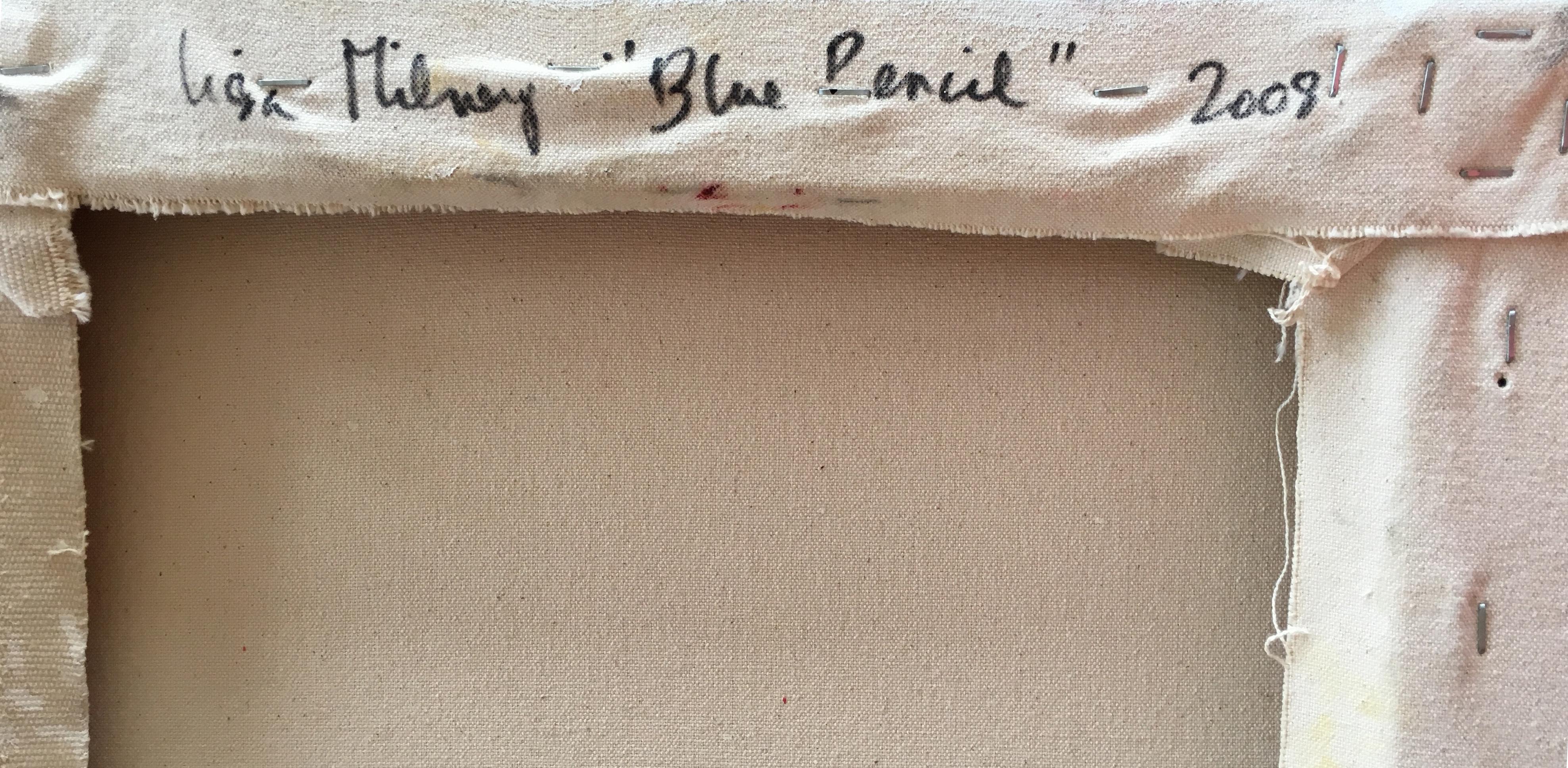Blauer Bleistift – Painting von Lisa Milroy