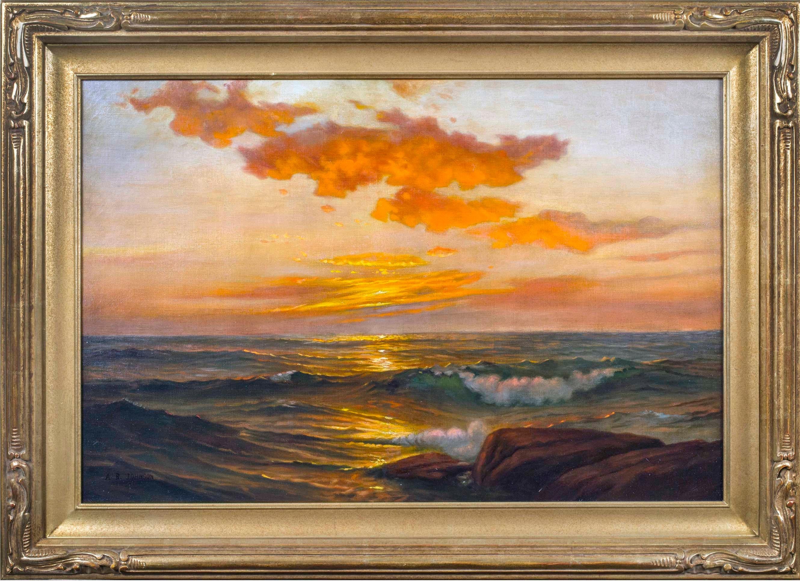 Seascape at Sunset by Adelaide Brooks Johnson (1877-1959, American) For Sale 1