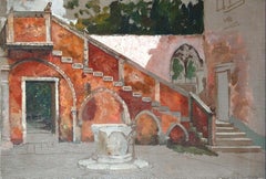 Venetian Stairway, Impressionist Painting by Rhoda Holmes Nicholls (1854-1930)