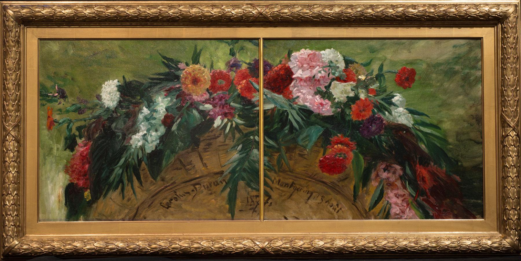 Bouquet de Fleurs, 1877, Floral Still-life by Carolus-Duran (1838-1917, French) - Painting by CHARLES AUGUSTE ÉMILE CAROLUS-DURAN