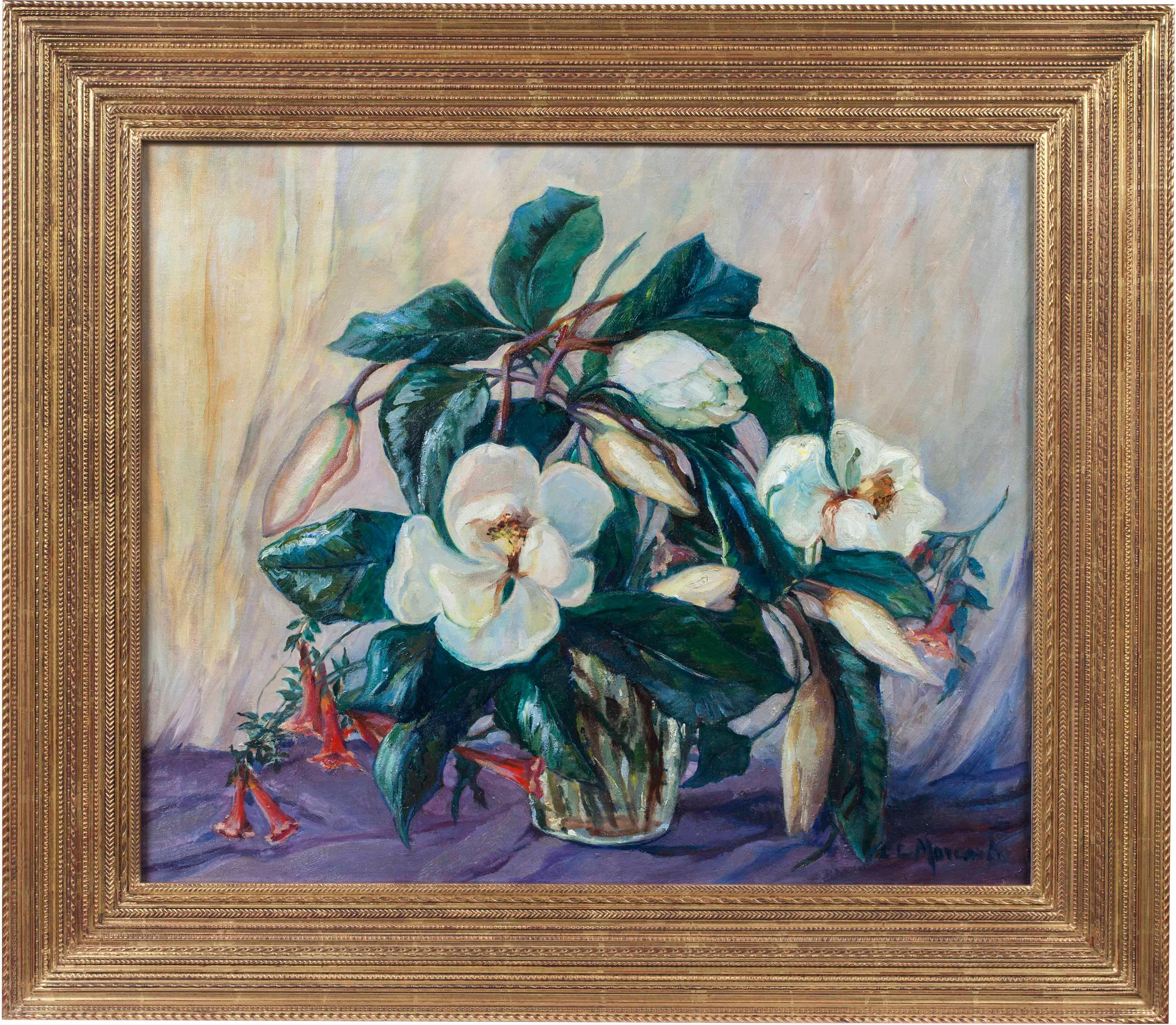 Magnolias, Floral Still Life by Clara Lotte Von Marcard-Cucuel (c. 1915-1955) For Sale 1