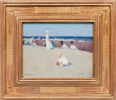 On the Beach, Impressionist Painting by Hobart Nichols, Jr. (1869-1962, American)