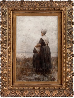 Saying Goodbye, Genre Scene by Charles Yardley Turner (1850-1919, American)