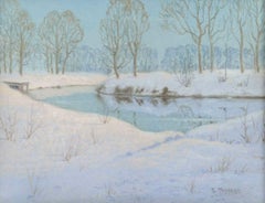 North Branch, Chicago River, Tonalist Landscape by Elling Tronnes (1870-1965)