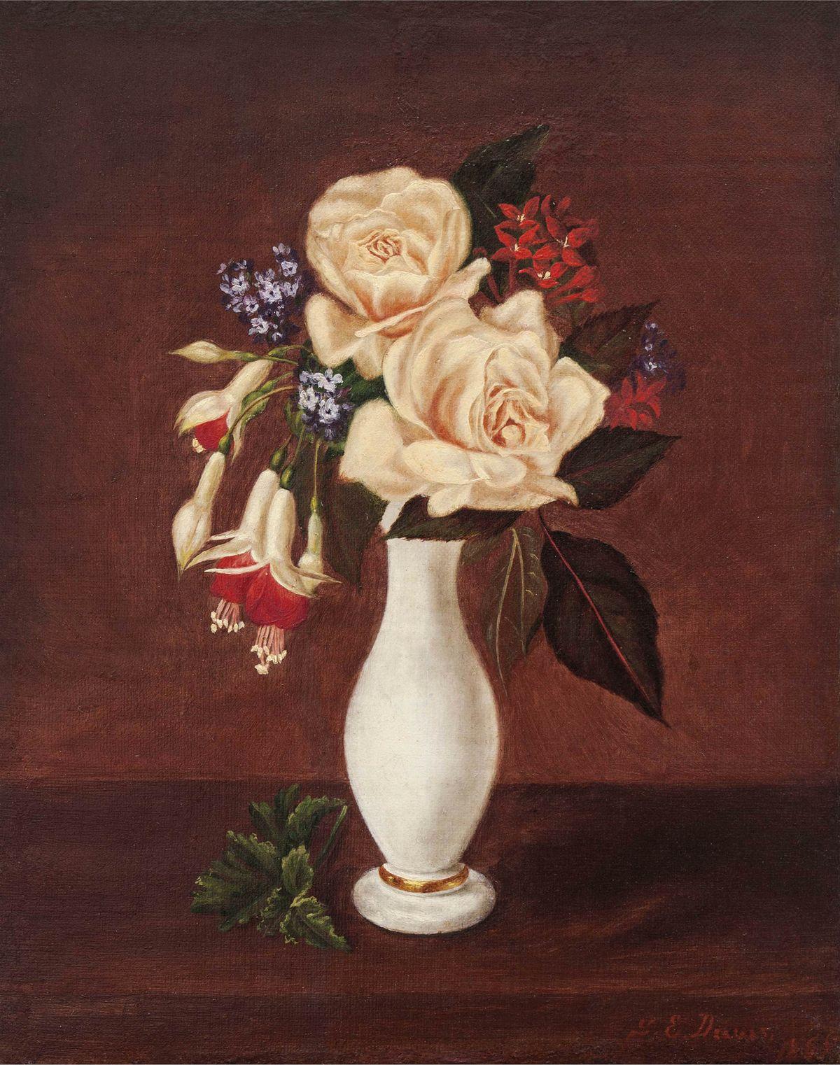 Still Life of Roses, Pair by Sarah E. Davis (Fl. 1870's, American) For Sale 1