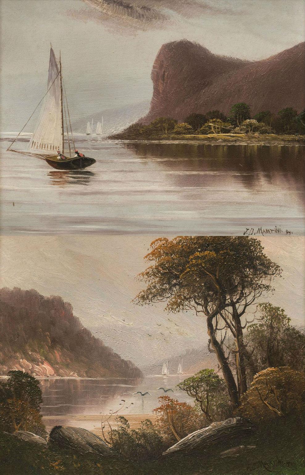 John Martini, Jr. (J. D. Martini) Landscape Painting - Pair of Hudson Highland Views by John Martini, Jr. (Fl. 1890's, American)