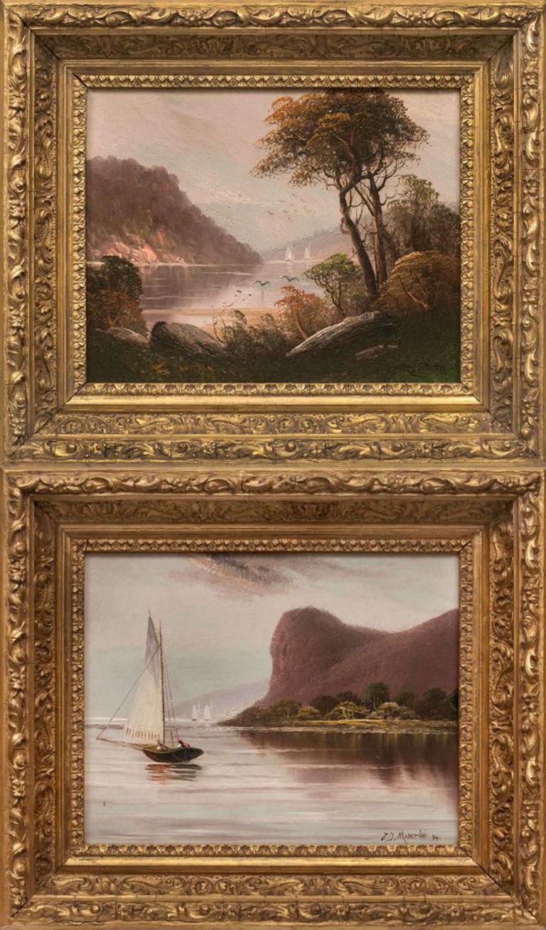 Pair of Hudson Highland Views by John Martini, Jr. (Fl. 1890's, American) - Painting by John Martini, Jr. (J. D. Martini)