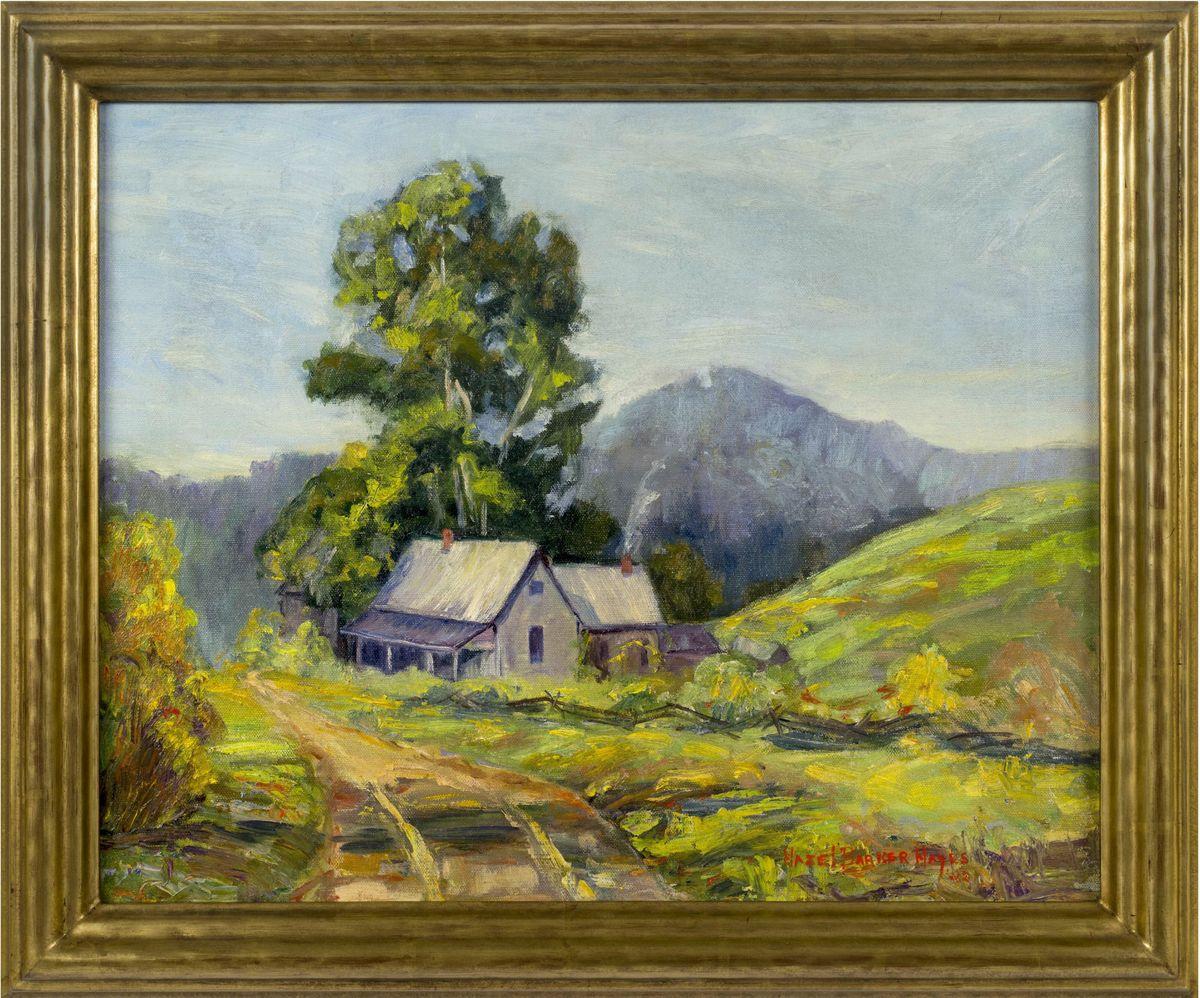 Haus in einer Berglandschaft, Hazel Barker Hayes (1894-1984, amerikanisch) im Angebot 1