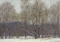 Antique Winter Forest Landscape by Clark Greenwood Voorhees (1871-1933, American) 