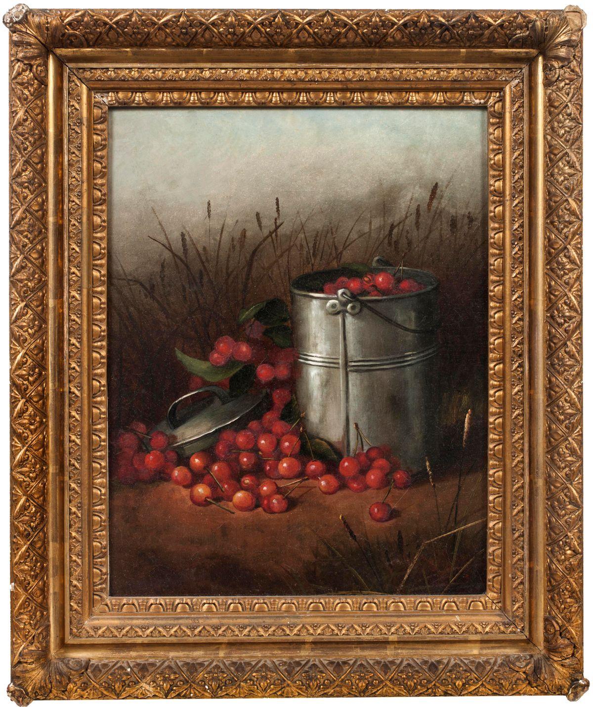 Still Life, The Cherry Pail by Irene E. Parmelle (Parmely) (d. 1939) For Sale 1