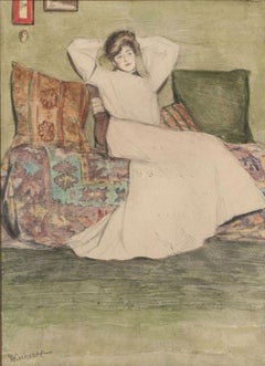Woman in an Interior, Watercolor by Grace Cochrane Sanger (1885-1966, American)