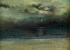 Antique Dusk at Sea, Coastal Scene by Mary Lord Stevens (1833-1920, American)