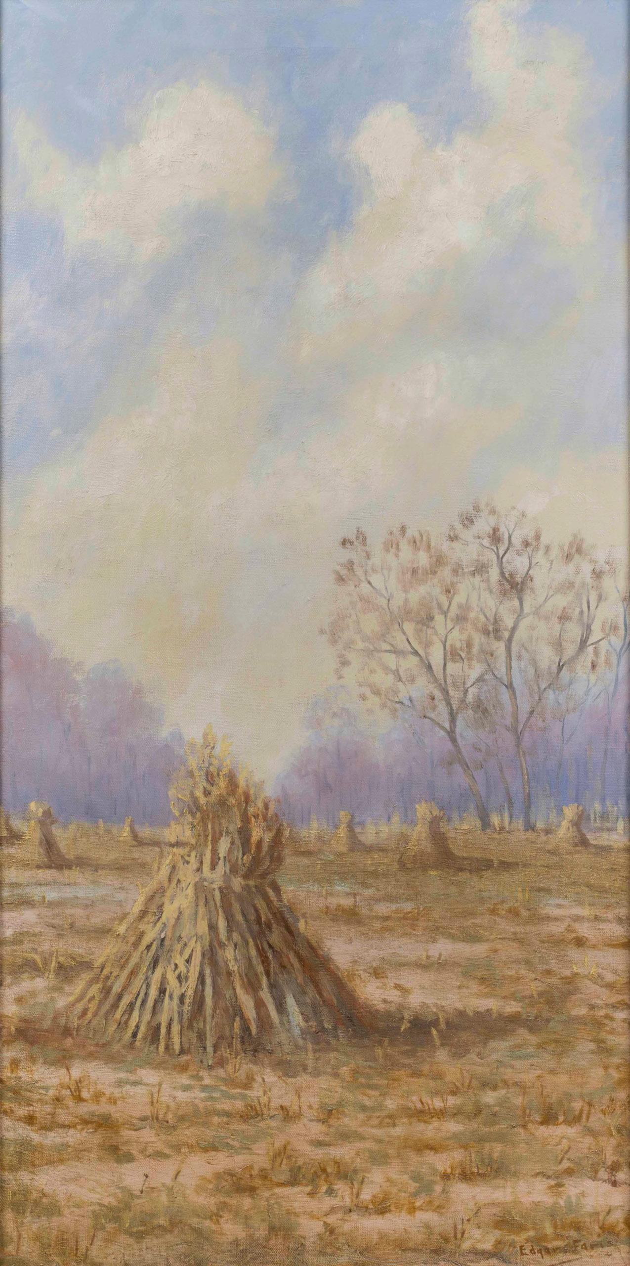 Summer's End, Landscape by American artist, Edgar Faris (1882-1945)

Edgar Faris (1882-1945)
Summer's End
Oil on canvas
36 x 18 inches
Signed lower right


