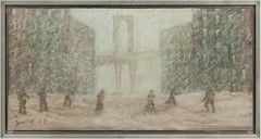 Snow Scene in Brooklyn by Fritz Bachmeyr (B. 1944)