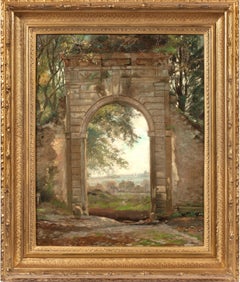 The Old Gate, Albano, Italy by Edward L. Custer (1837-1881, Swiss-American)